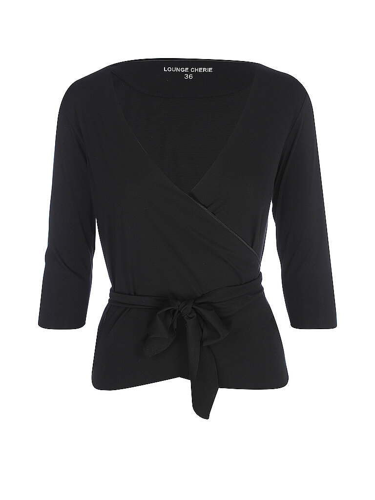 LOUNGE CHERIE Damen Yogashirt Mira zum Wickeln schwarz | 36